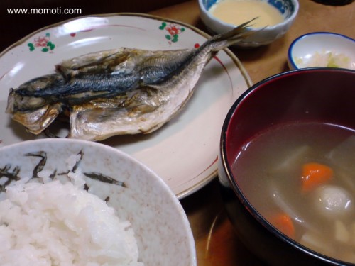 鯵の干物の定食